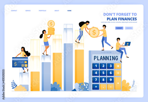 planning personal and company financial management. finance accounting. vector illustration concept can be use for landing page, template, ui ux, web, mobile app, poster ads, banner, website, flyer