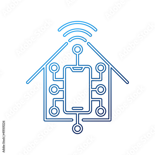 Smart Home Connection Icon Logo Vector design illustration. Smart home logo icon with wireless connection concept. Trendy Smart House vector icon flat design for website, symbol, logo, sign, app, UI