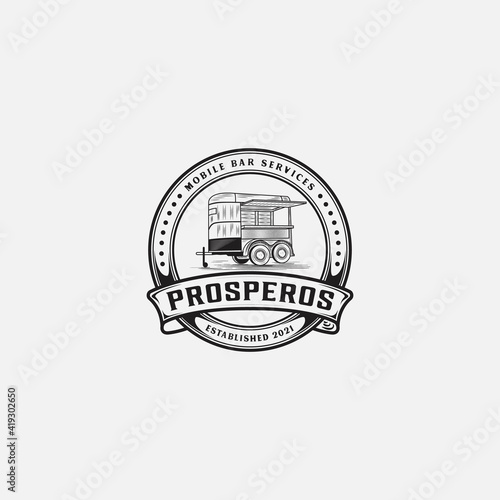 Horse Trailer Vintage Logo Design Illustration For Horse Trailer Bar