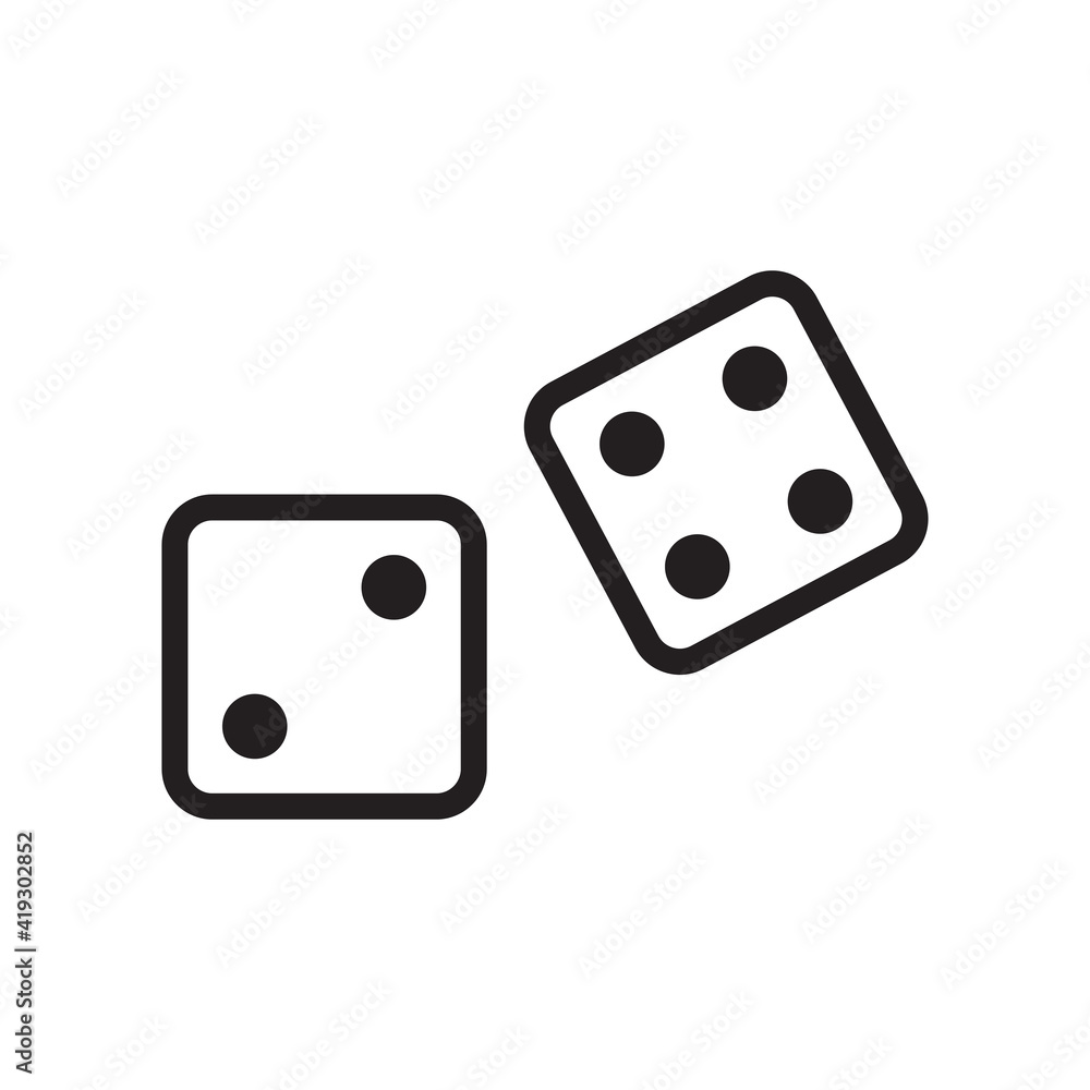 Dice icon. Game dices icon isolated, casino symbol minimal design Dice icon. Game dices icon isolated, casino symbol minimal design