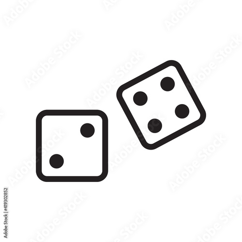 Dice icon. Game dices icon isolated, casino symbol minimal design