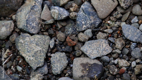rock shards on the ground in the yard, not focus and noise image