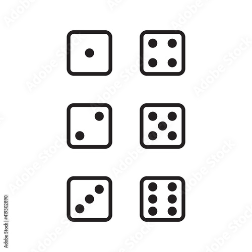 Flat dice icon. Vector illustration