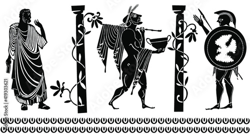 Background in the Greek style.