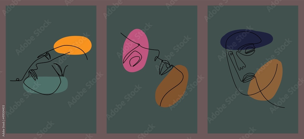 set of abstract face drawing for wall art and t-shirt set of abstract face drawing for wall art and t-shirt