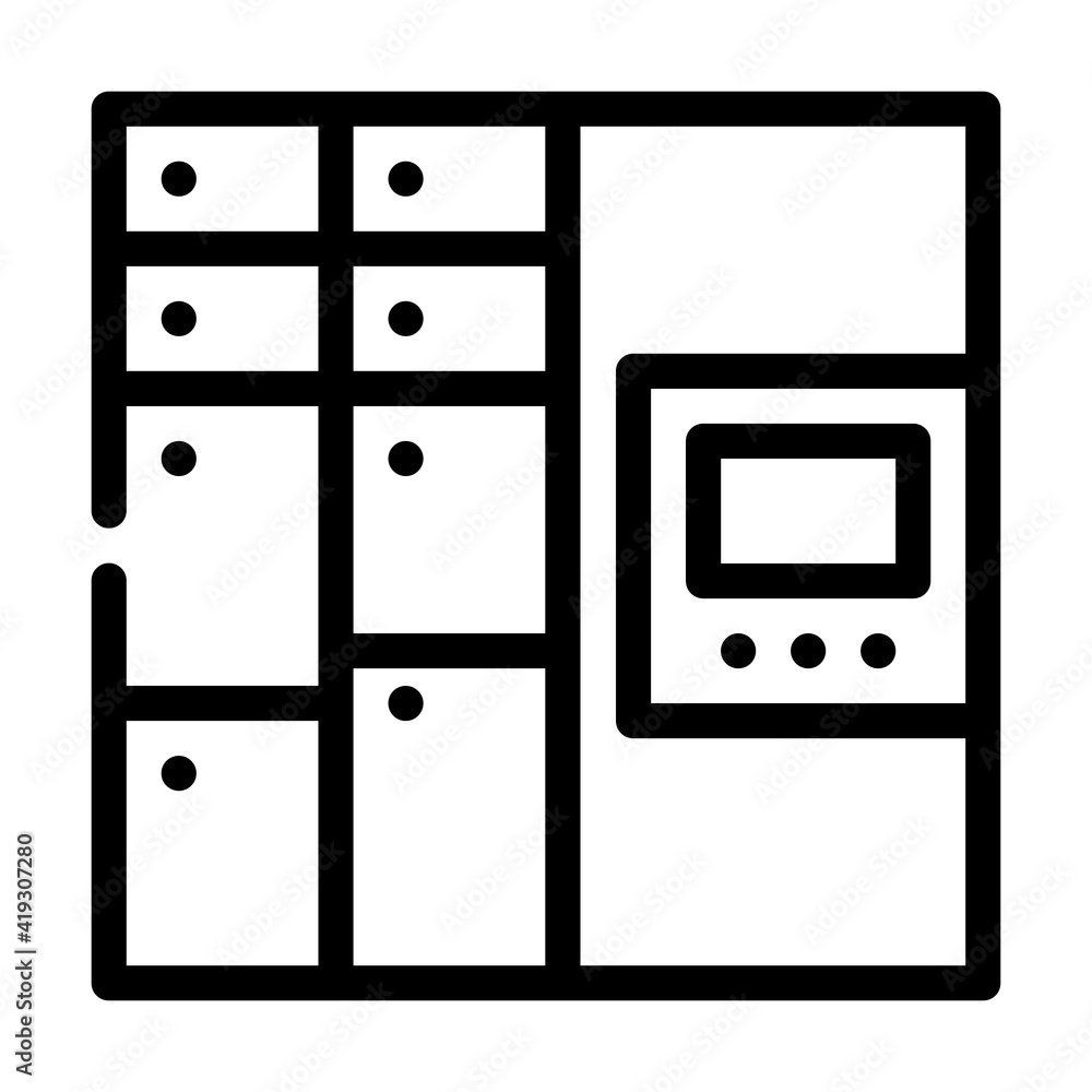 self-service mail or smart logistic system or digital lock line icon vector illustration self-service mail or smart logistic system or digital lock line icon vector illustration