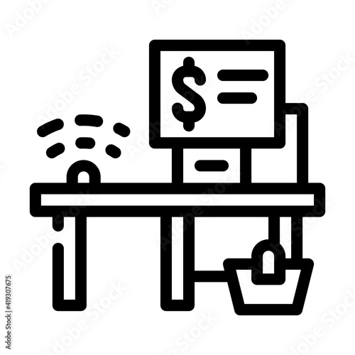 self-service checkout line icon vector illustration line