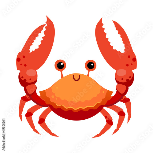 Crab as Sea Animal Floating Underwater Vector Illustration