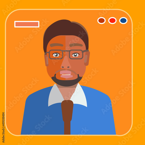 Man attorney, businessman avatar. flat vector illustration . Law consulting, juridical help online. Lawyer advice in internet. legal proceedings, online job