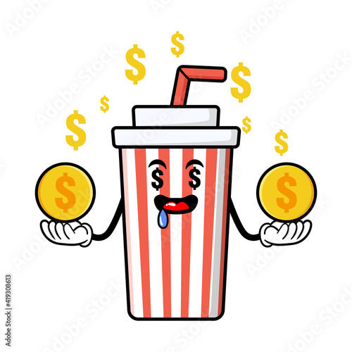 cute carbonated bottle cartoon mascot character funny expression