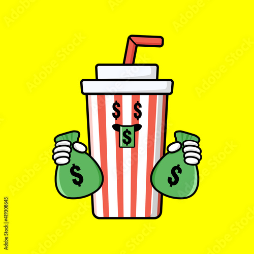 cute carbonated bottle cartoon mascot character funny expression