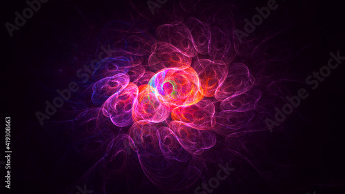 3D rendering abstract multicolor fractal light background