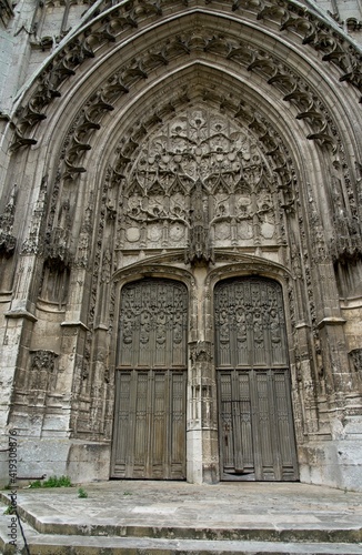 Beauvais France - 10 August 2020 -Door of Cathedral of Saint Peter of Beauvais in France