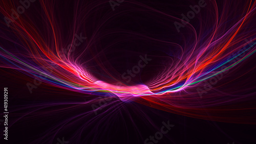 3D rendering abstract multicolor fractal light background