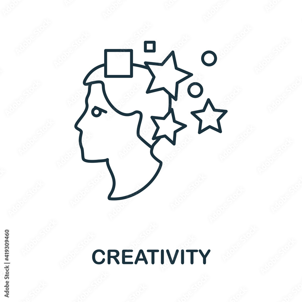 Creativity icon. Simple illustration from startup collection. Creative Creativity icon for web design, templates, infographics and more Creativity icon. Simple illustration from startup collection. Creative Creativity icon for web design, templates, infographics and more
