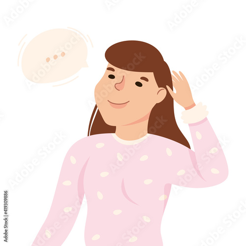 Thoughtful Woman Thinking and Figuring Something out Half Length Vector Illustration