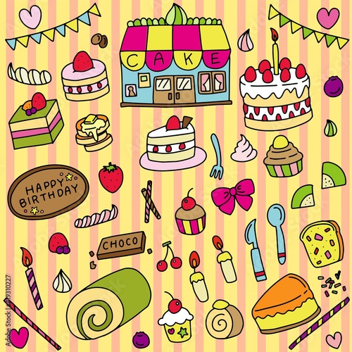 手描きのケーキ、スイーツ素材です！