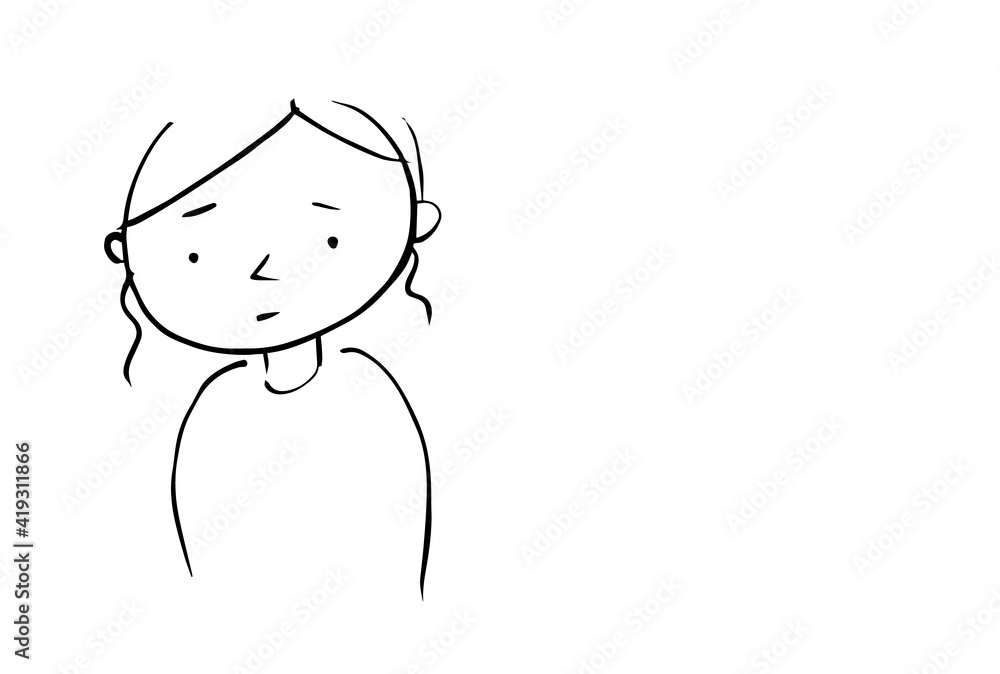 Obraz premium 不安そうな若い女性のイラスト