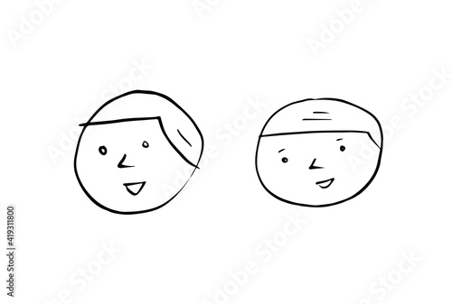 男の子2人の笑顔のイラスト