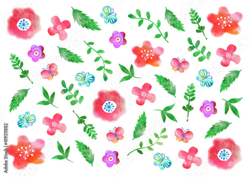 北欧風_水彩_草花柄