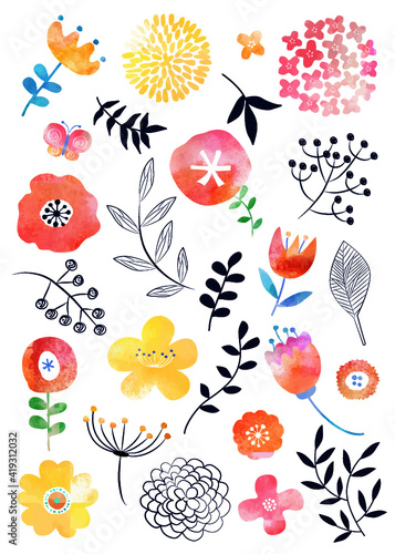 北欧風_水彩_草花柄