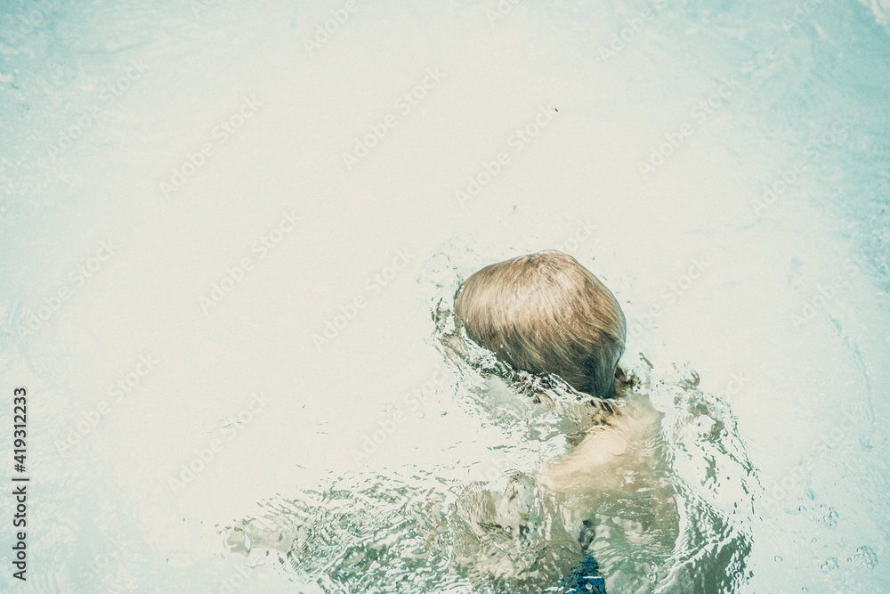 Child psychology collection. How often do we think about kid feelings which he doesn't know how to explain by words. Wet kid in pool of tears, symbol of lots childhood parenthood relationship problem