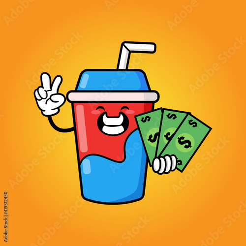 cute carbonated bottle cartoon mascot character funny expression