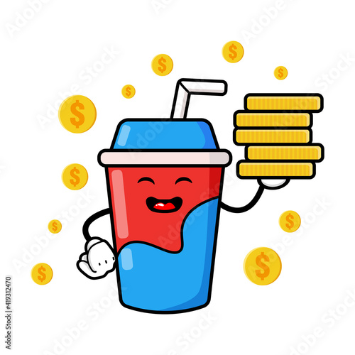 cute carbonated bottle cartoon mascot character funny expression
