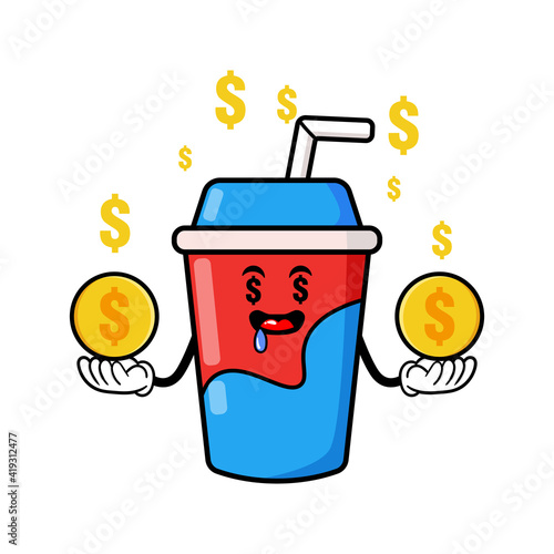 cute carbonated bottle cartoon mascot character funny expression