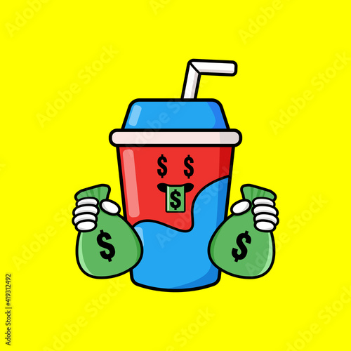 cute carbonated bottle cartoon mascot character funny expression
