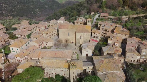 Monticchiello in Tuscany countryside aerial view