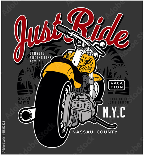 just riding vacation, vector motorcycles illustration graphic design for print