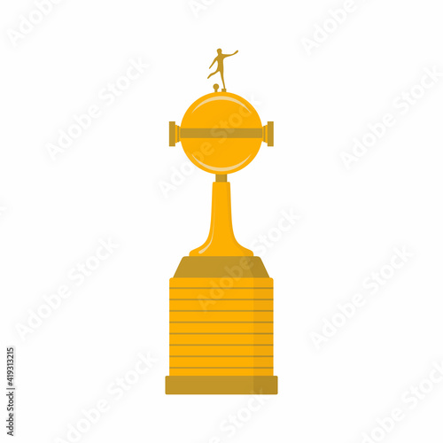 The Copa Libertadores trophy flat icon cartoon style isolated on white background. Concept of prize, leadership, winning and success. Golden cup winner award. Vector illustration