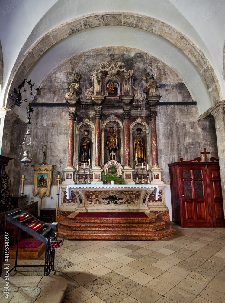 Interior of Saint Mark Church in Korcula, Korcula island, Dalmatia, Croatia