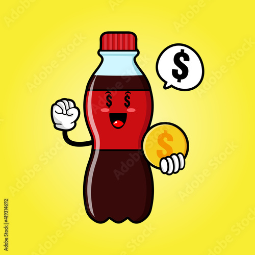 cute carbonated bottle cartoon mascot character