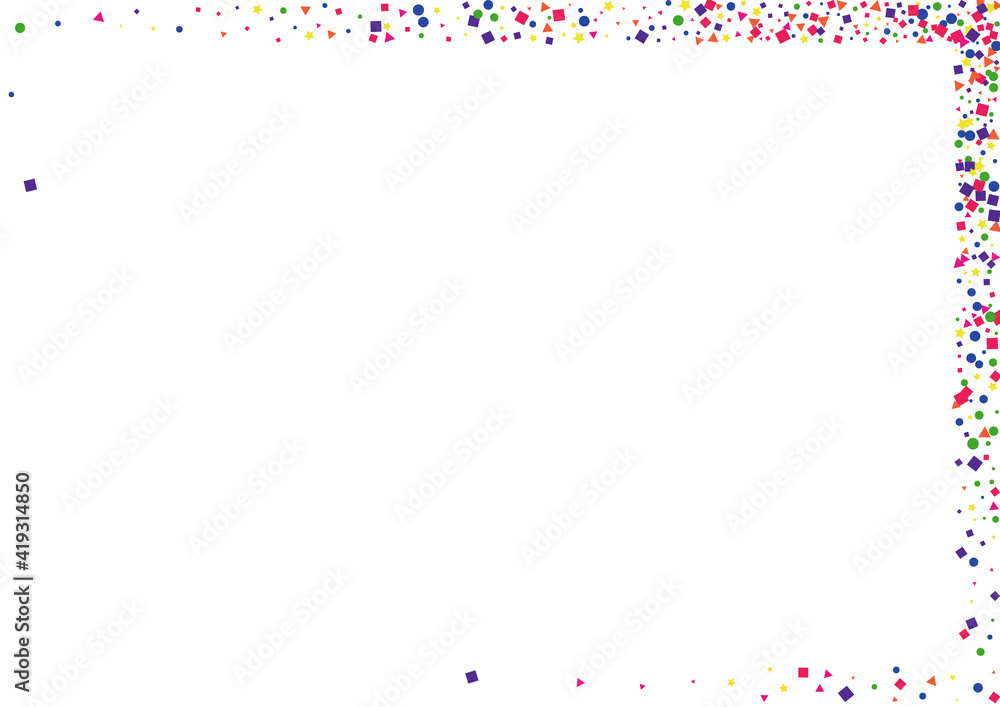 Green Prize Star Illustration. Red Square Background. Colorful Confetti Decoration. Green Prize Star Illustration. Red Square Background. Colorful Confetti Decoration.