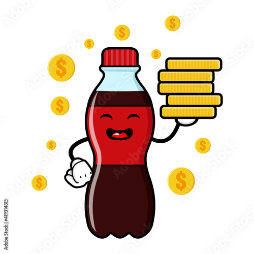 cute carbonated bottle cartoon mascot character funny expression