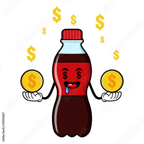 cute carbonated bottle cartoon mascot character funny expression
