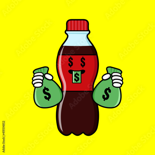 cute carbonated bottle cartoon mascot character funny expression