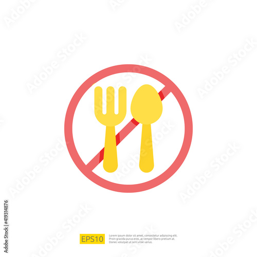 prohibition eat food during fasting for Muslim and Ramadan theme concept. Vector illustration