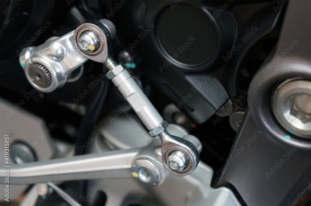 Ball joints linkage rod of motorcycle gear. Two ball joint style