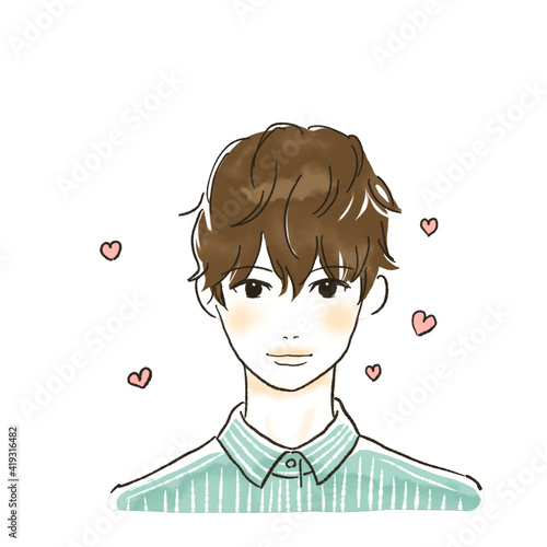 ブラウンヘアの男の子ハート