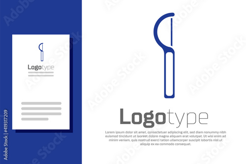 Blue Dental floss icon isolated on white background. Logo design template element. Vector.