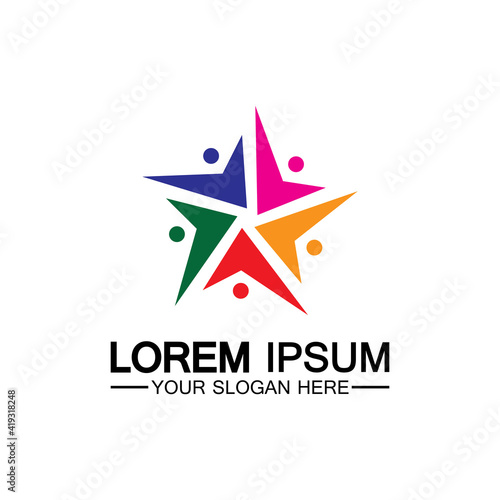 Free Download Star people logo design. Star community vector logo. star community human vector logo. - GFXLoad