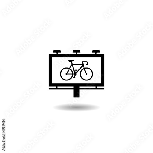 Billboard bike rent icon with shadow