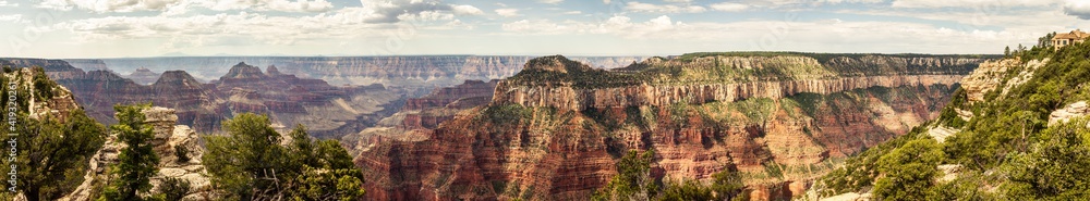 Panorama view of nature, clouds canyons and hills in Grand Canyon national park in Colorado, America