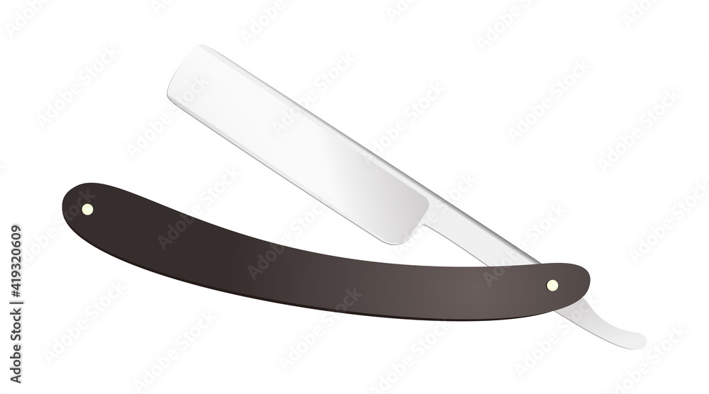 Isolated image of a straight razor on a white background. Isolated image of a straight razor on a white background.