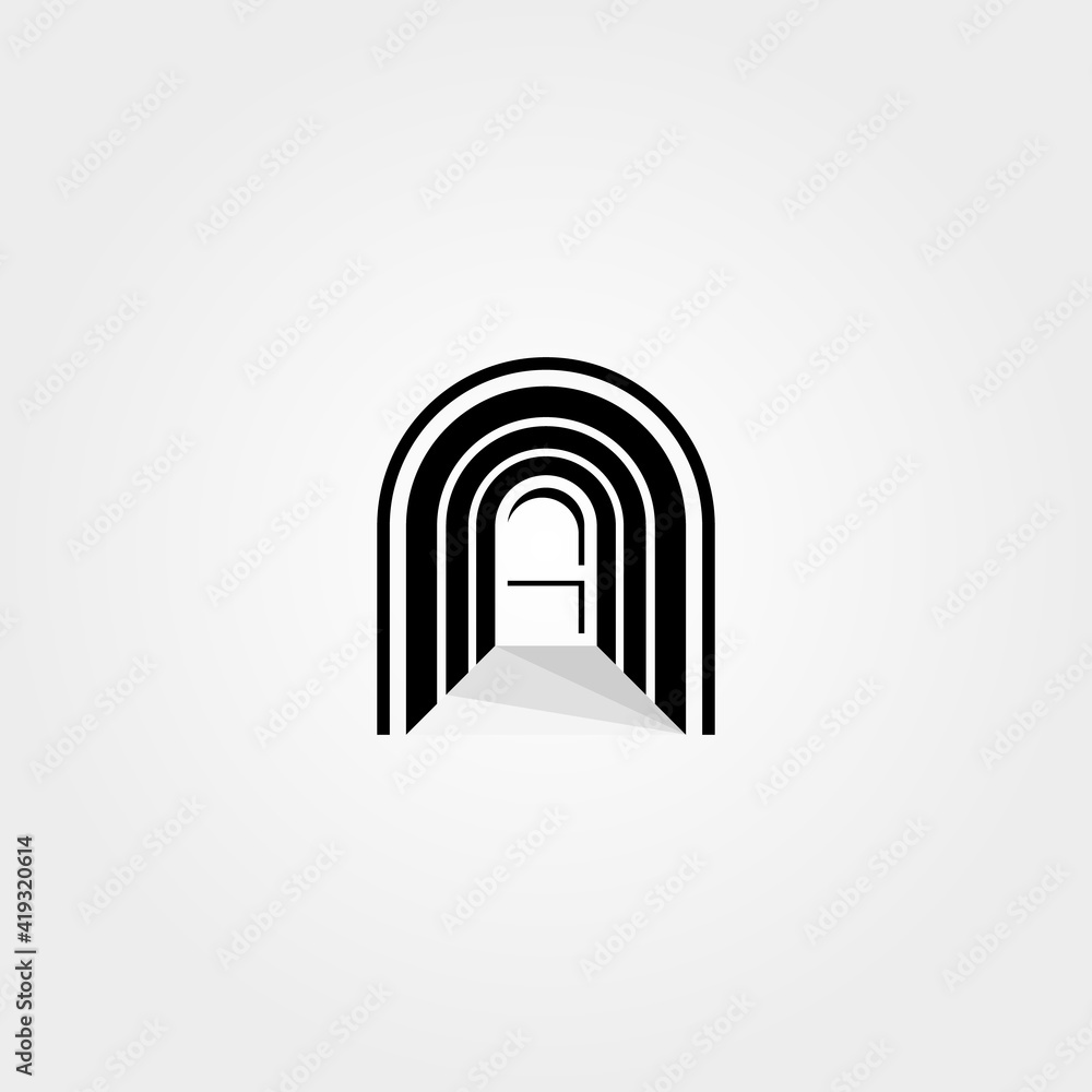 abstract door vector logo in the hallway curve letter n symbol illustration design abstract door vector logo in the hallway curve letter n symbol illustration design