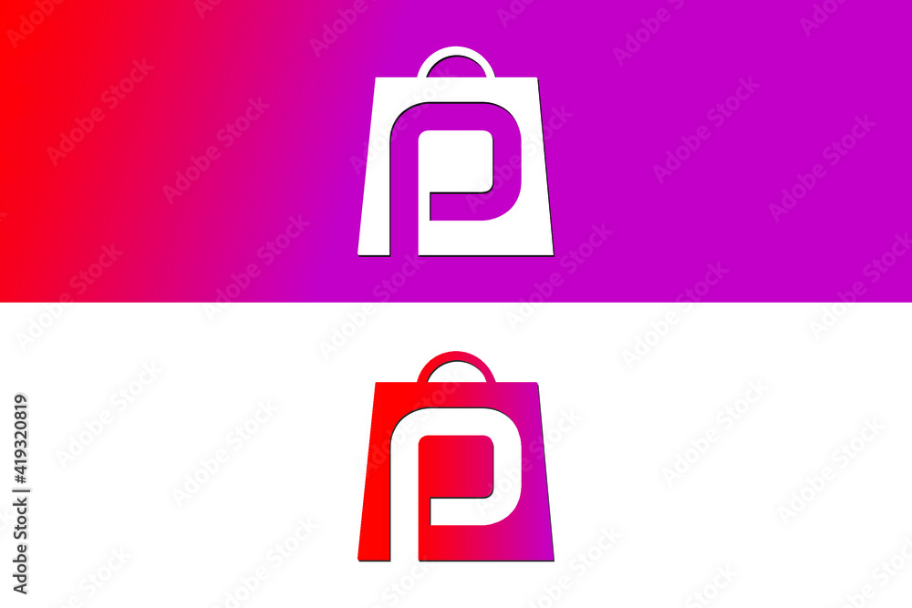 ecommerce logo design letter p photo Vector ecommerce logo design letter p photo Vector