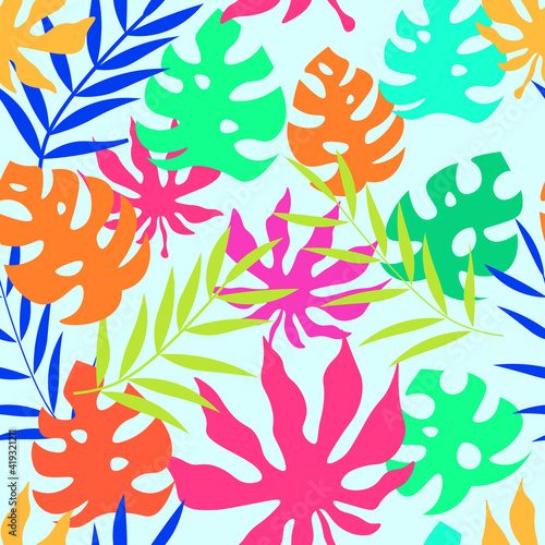 bright seamless vector pattern with flamingo tropics for backgrounds